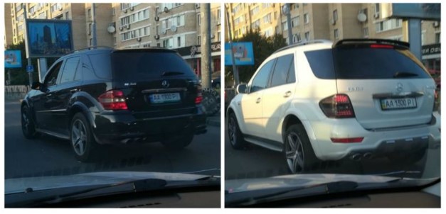 В Киеве засняли кортеж автомобилей с одинаковыми номерами