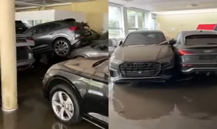 Наводнение в Германии уничтожило автосалон с новенькими Audi (видео)