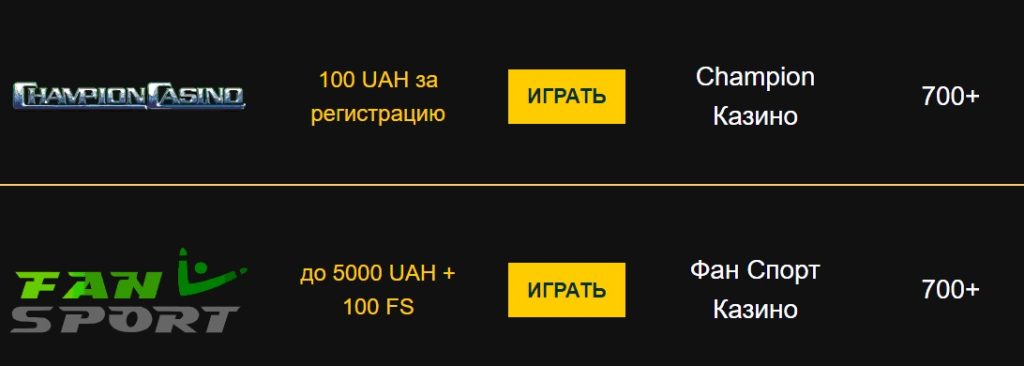 Рейтинг лучших казино Укранины