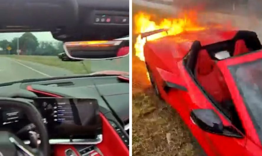 Водій C8 зафіксував мить, коли його Корвет раптово зайнявся вогнем