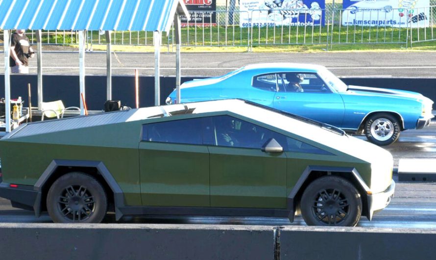 У чверті милі Cybertruck розігнався до 118 миль/год, але 54-річний Chevy все одно перевершив його