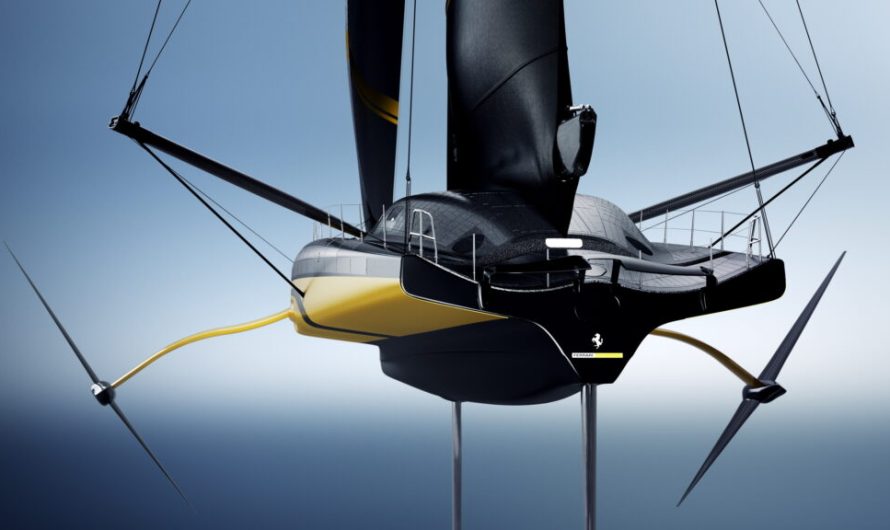 Нова гоночна яхта Ferrari жовтого кольору, оскільки жовтий колір швидший за червоний