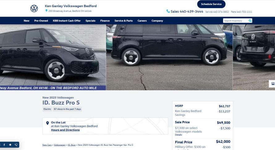 Позначка на VW ID. Buzz упала з $35 000 націнки до $20 000 знижок