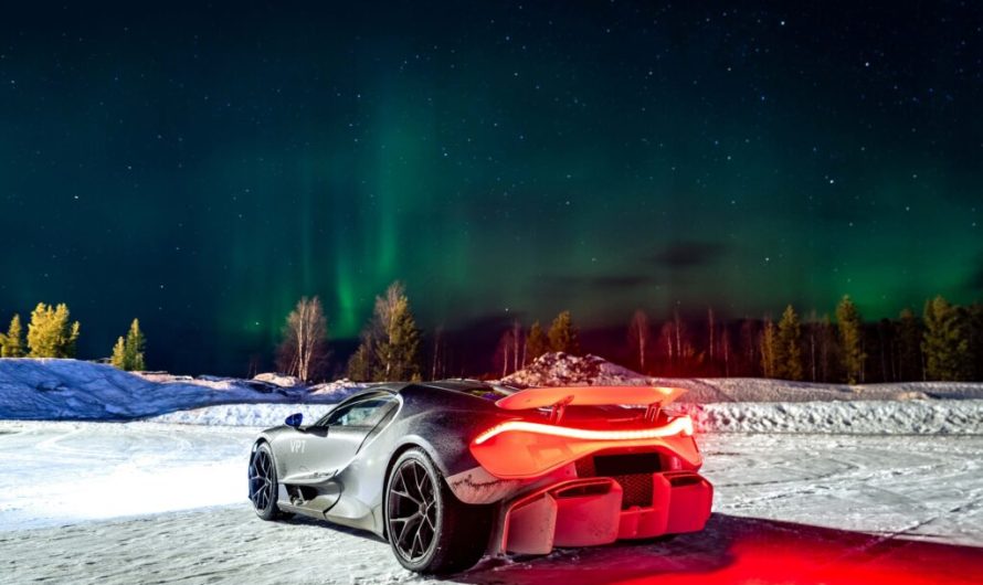На поверхні, яку використовують власники Subaru для тренувань, налаштували Bugatti потужністю 1775 кінських сил