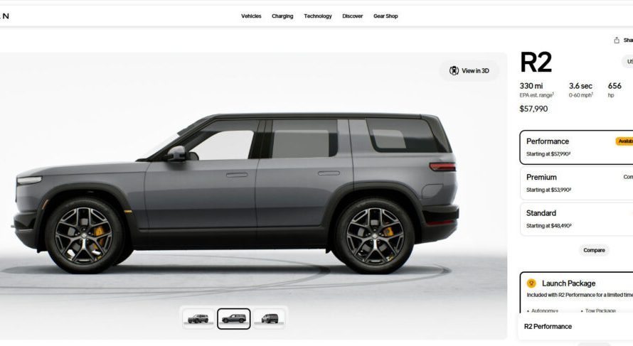 Конфігуратор Rivian R2 уже доступний: запасне колесо коштує 755 доларів
