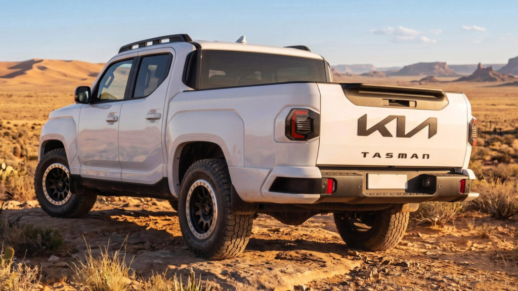 Kia Tasman X-Pro з корекційним набором, задній вигляд