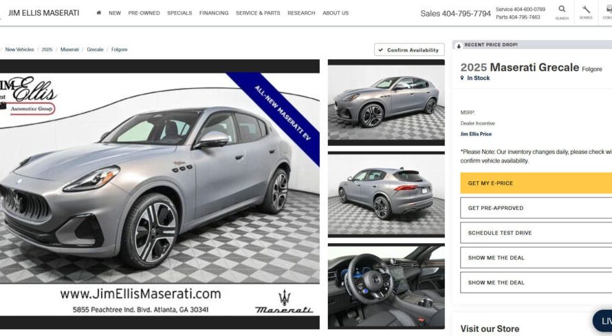 Дилер Maserati знижує ціну на Grecale EV на 20 000 доларів, але авто все одно виглядає переоціненим