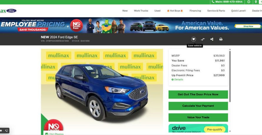 Навіть знижка у $12 000 не рятує Ford Edge, який припинили випускати два роки тому