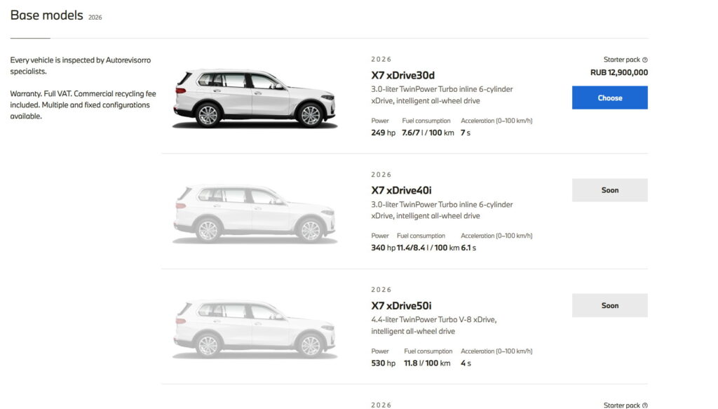 Росія продає піратські BMW, зібрані з залишків запчастин, від 153 000 доларів