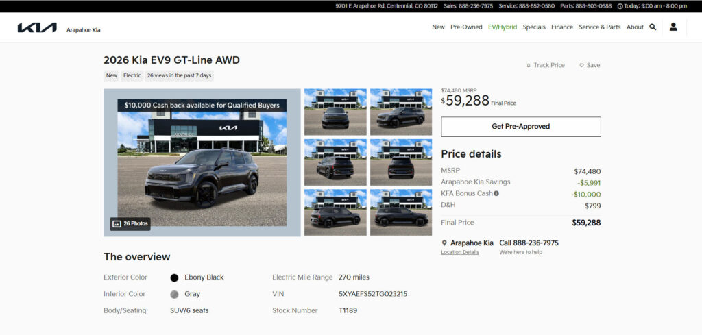 Kia EV9 Fire Sale