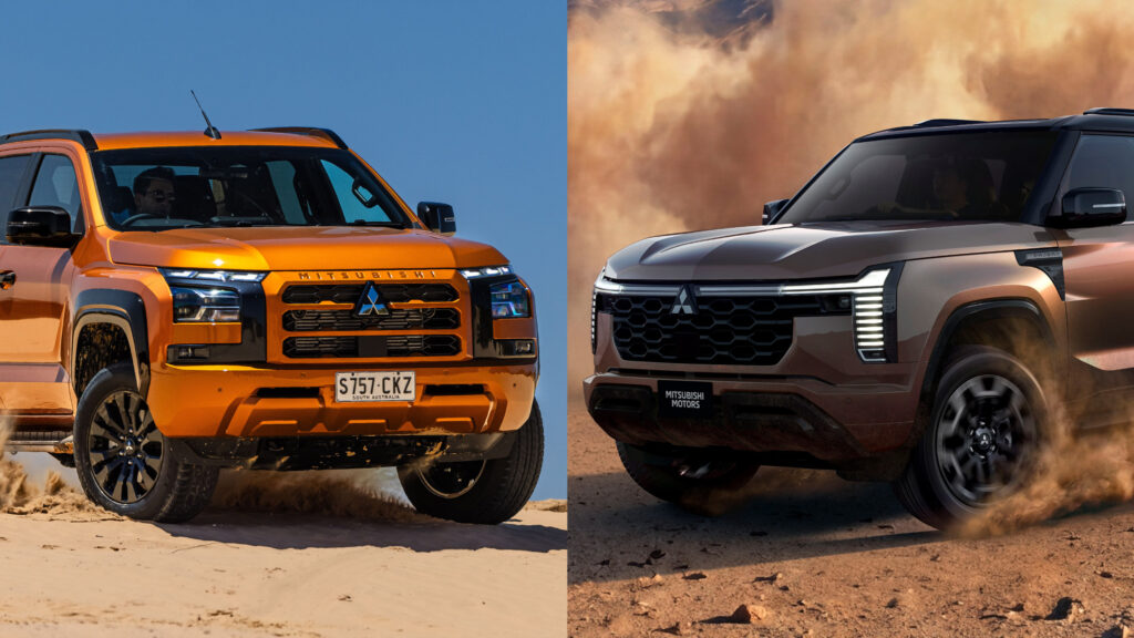 Mitsubishi Triton та новий Mitsubishi Pajero поруч