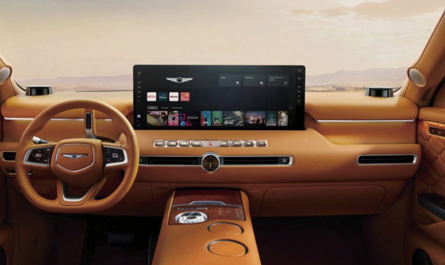 Genesis GV90 дає змогу побачити, як екран-гігант сягає ще більших розмірів задля бездоганного кінотеатру в салоні авто